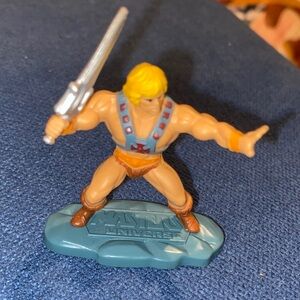 Mattel He-Man Action Figure with Yellow Hair and Blue Base